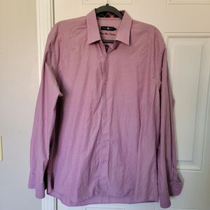 Stone Rose Black Rivet Collection Pink White Striped Button Down Flip Cuff XL